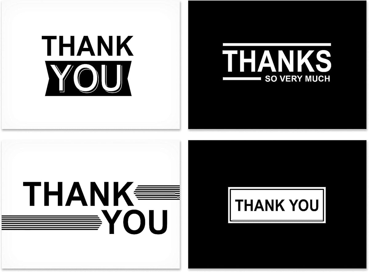 Hallmark Thank You Cards Assortment, Black and White Thanks (48 Cards