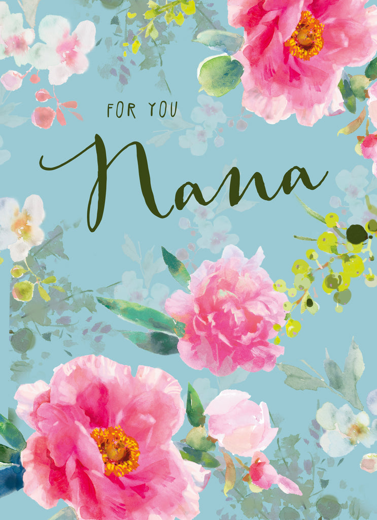 Traditional Nana Birthday Floral Pink Blue