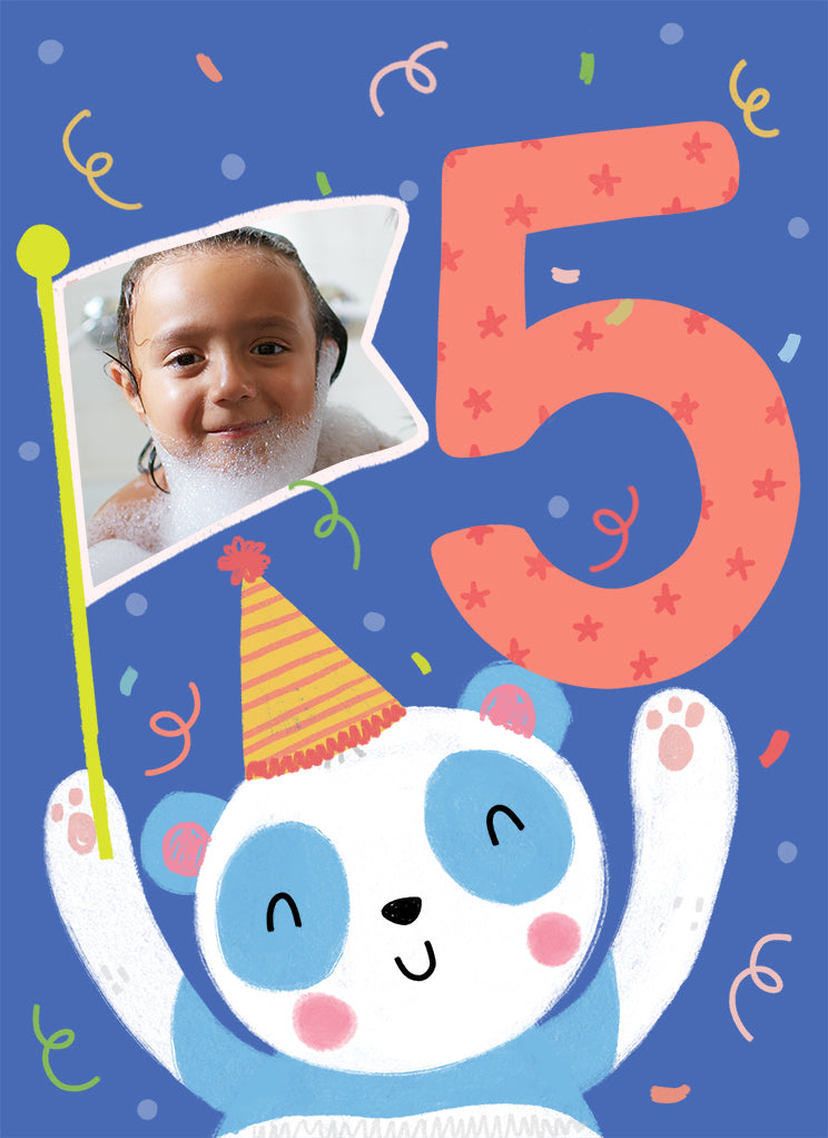 5th Birthday Colourful Panda Photo Upload