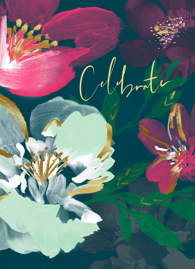 Classic Birthday Celebrate Elegant Illustrated Floral