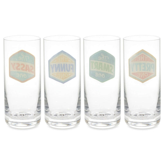 Badges of Honor Funny Drinking Glasses, Set of 4