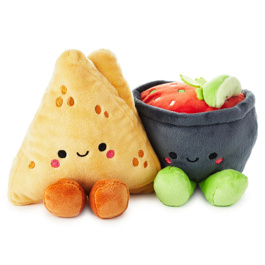 Chips and Salsa Magnetic Plush – Better Together, adorable plush food duo, weighted bodies, close up of chips and salsa characters.