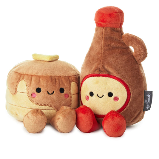 Pancakes and Syrup Magnetic Plush – Better Together, cute plush food characters with embroidered details and magnets, front view.