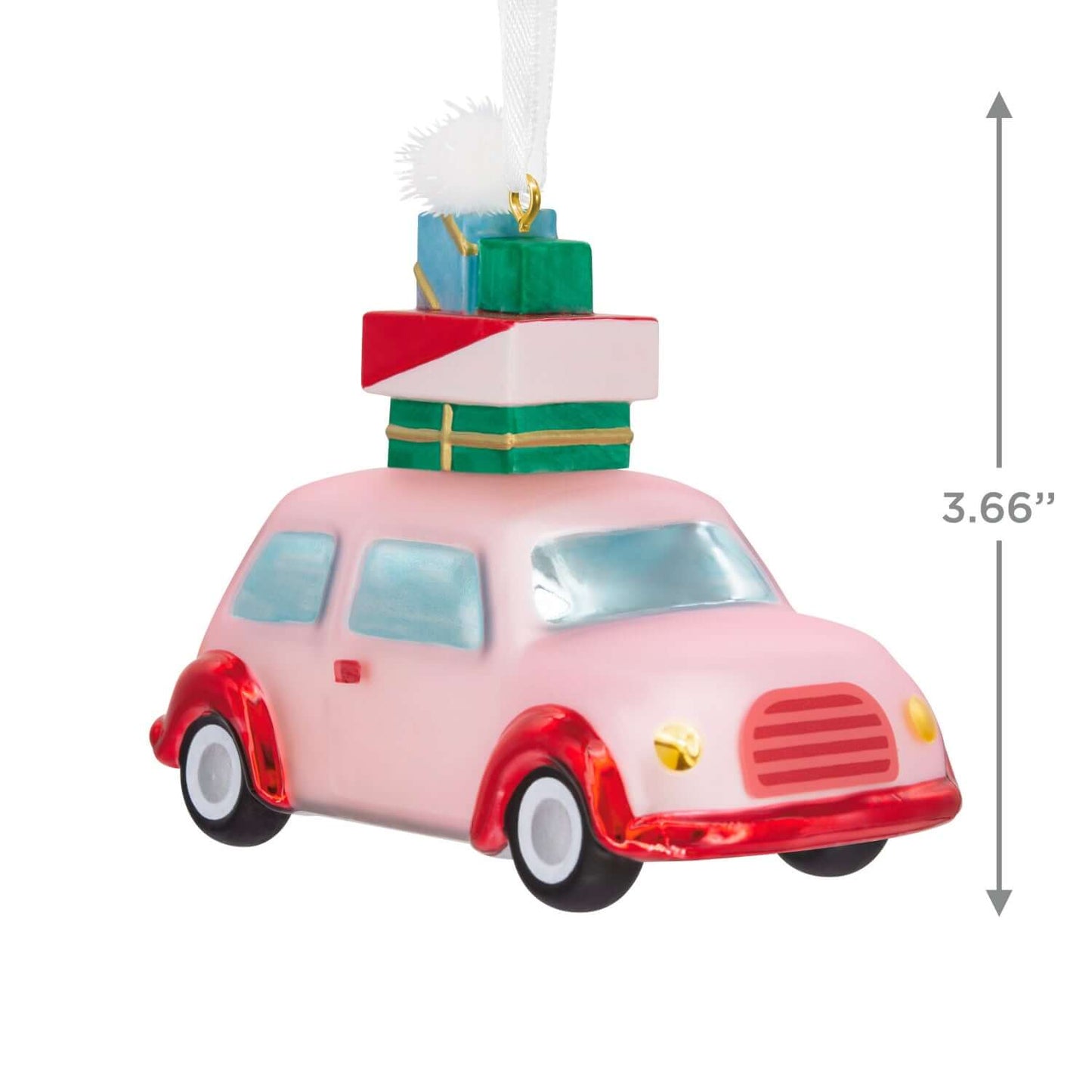Signature Pink Car With Presents, Blown Glass - Hallmark Christmas Ornament