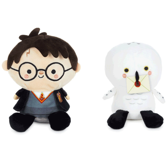 Better Together Harry Potter™ and Hedwig™ Magnetic Plush Pair, 5.5" featuring soft fabric, embroidered details and magnets for easy attachment.