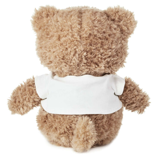 I Love You Bear Singing Stuffed Animal With Motion, 11'' wearing a white t-shirt, back view showing soft plush texture.