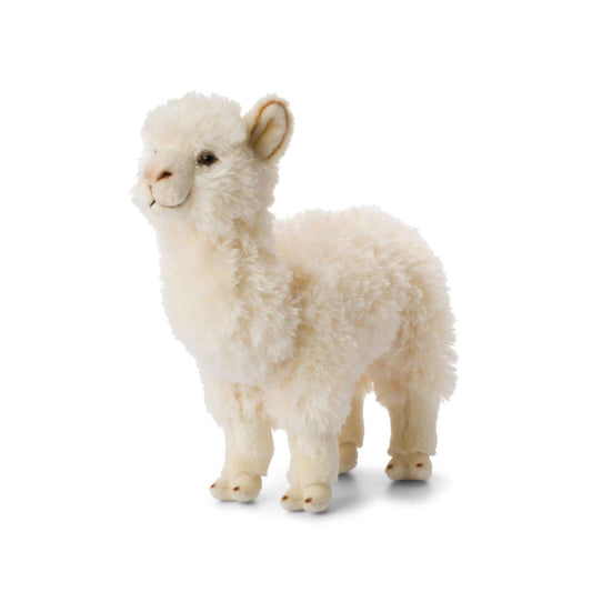 WWF Alpaca White - 31 cm - 12" plush toy in an angled view, featuring soft, cuddly fur and detailed facial features.