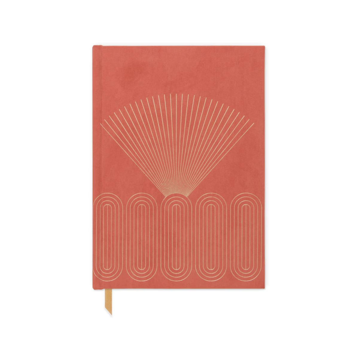 Bright Terracotta Radiant Rays-Bookcloth Cover Book Bound, 5.75''x8.125''