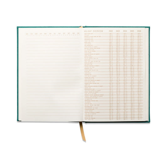 Hard Cover Suede Cloth Journal W/Pocket - Linear Boxes Green