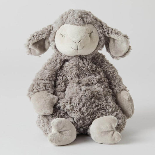 Sheep hamper gift set soft grey plush sheep with floppy ears and a cuddly design, perfect for babies and toddlers.