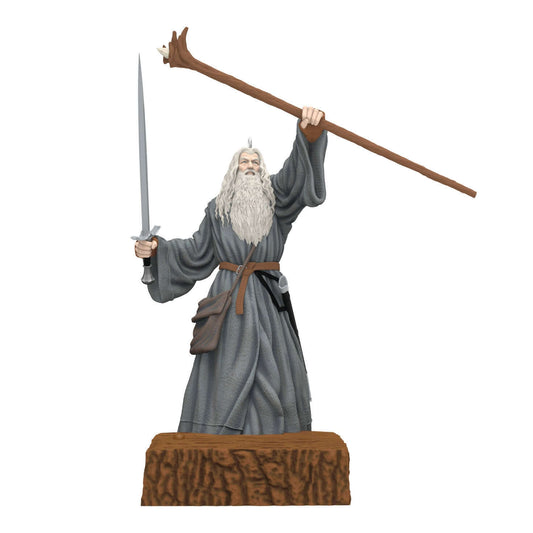 The Lord of the Rings™ Gandalf™ the Grey With Sound — 2025 Hallmark Keepsake Christmas Ornament, detailed figure with sword and staff, standing pose.