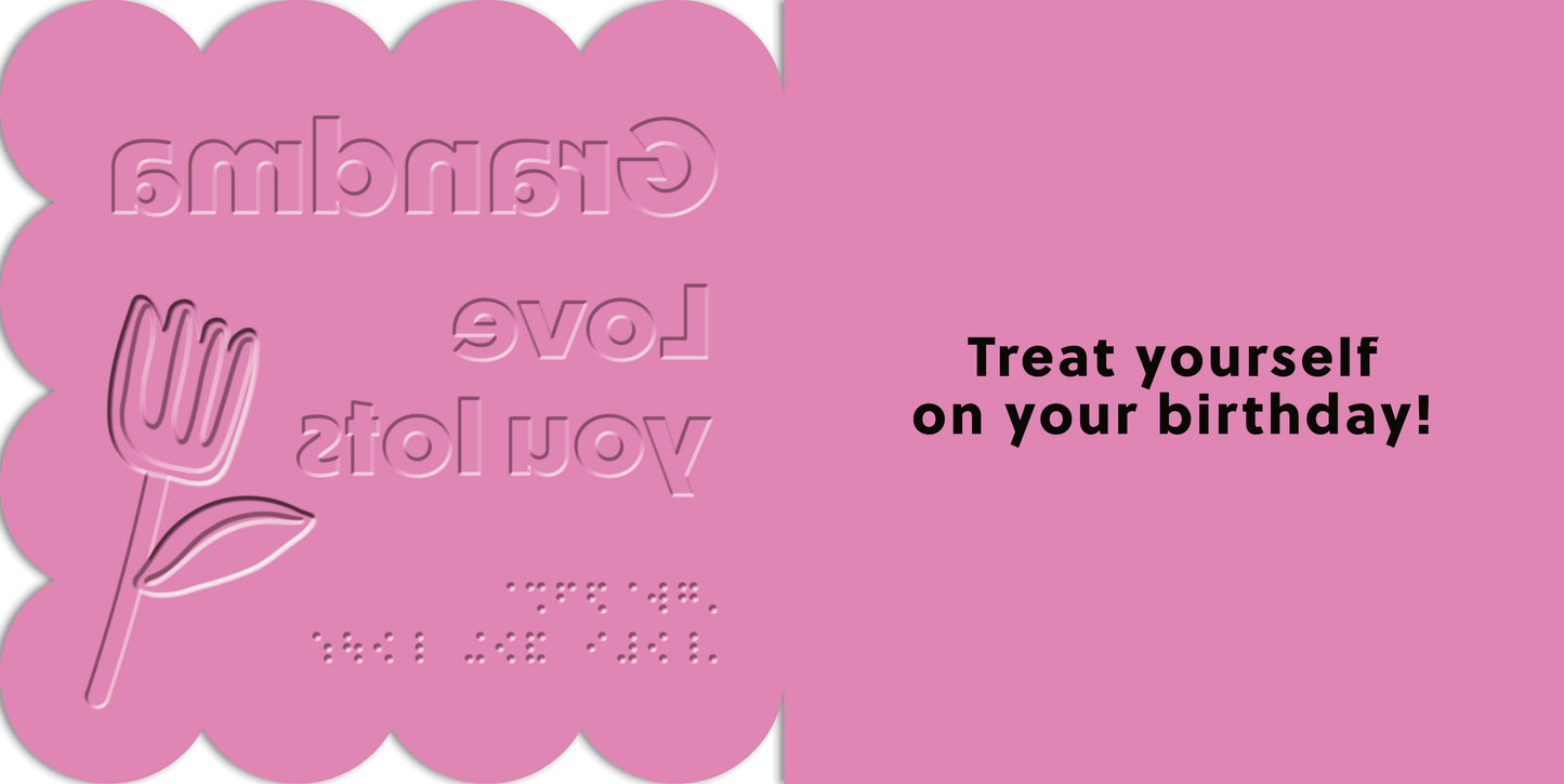 Hallmark x Guide Dogs Braille Birthday Card For Grandma - Treat Yourself