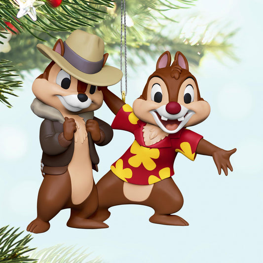 Disney Chip 'n Dale: Rescue Rangers, On the Case! — 2025 Hallmark Keepsake Christmas Ornament featuring Chip and Dale in detective outfits, festive setting
