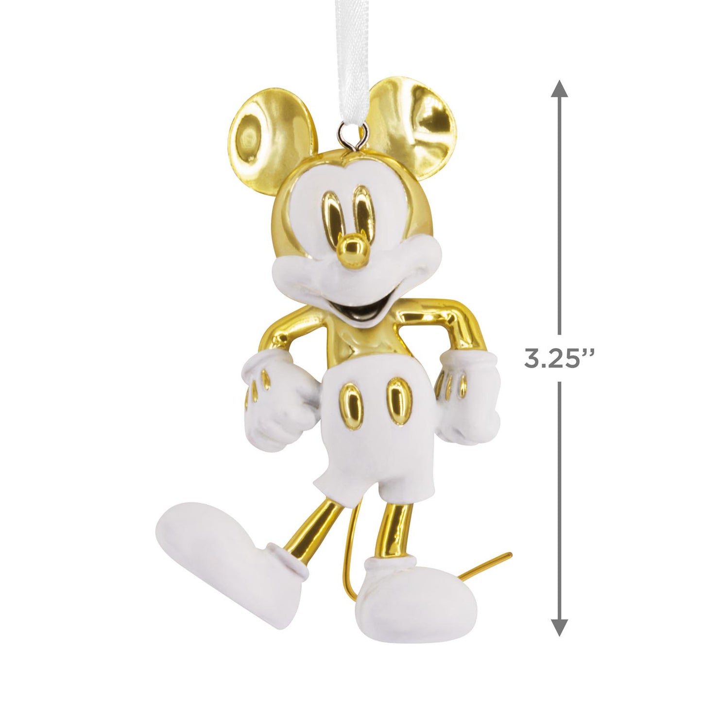 Disney Mickey Mouse White and Gold, Ceramic - Hallmark Christmas Ornament