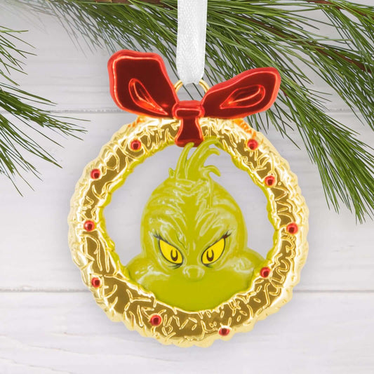 Dr. Seuss's How the Grinch Stole Christmas! Grinch in Wreath, Metal - Hallmark Christmas Ornament