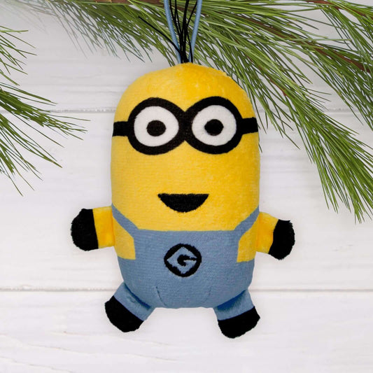 Minions Kevin, Fabric - Hallmark Christmas Ornament, plush design, smiling character with blue overalls, styled for holiday decor
