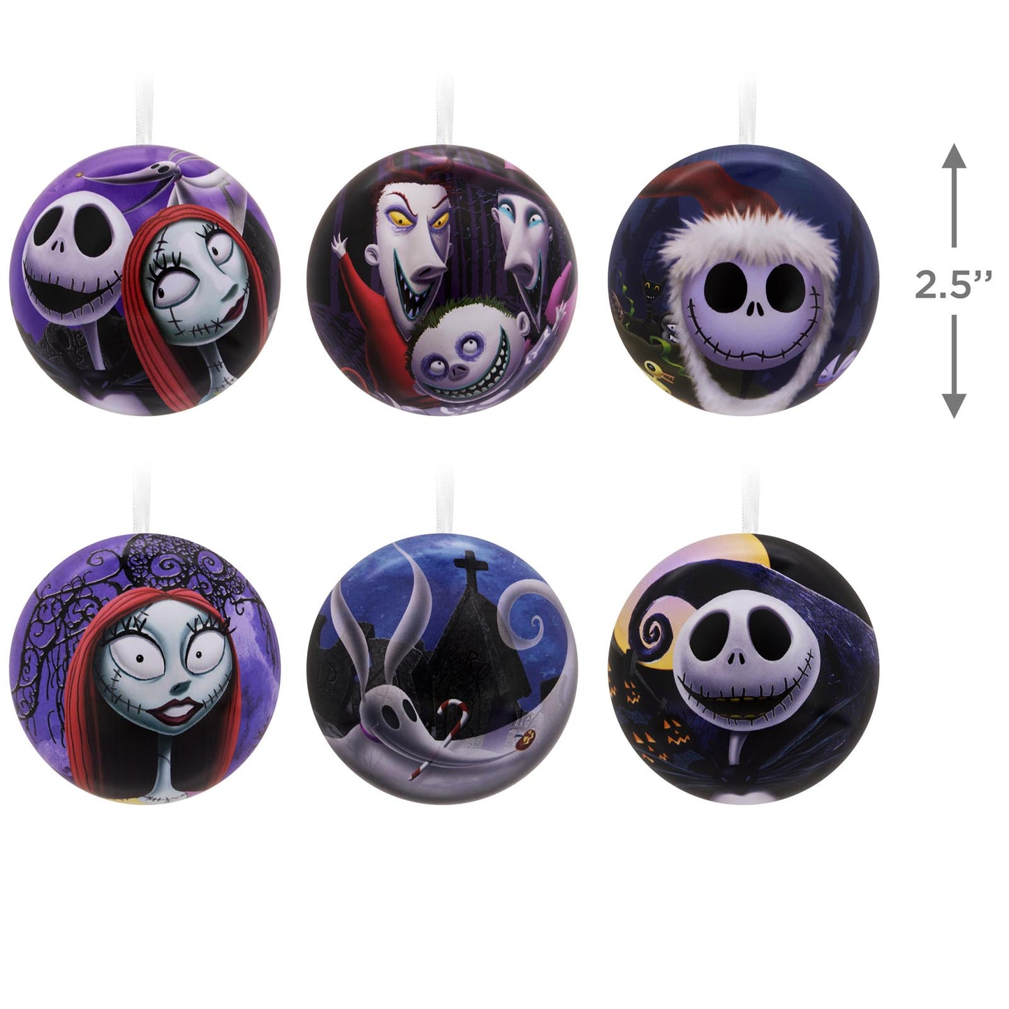 Disney Tim Burton's The Nightmare Before Christmas, Tin Ball, Set of 12 - Hallmark Christmas Ornament