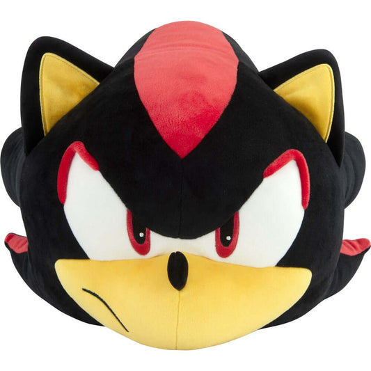 Shadow MEGA Mocchi Mocchi plush toy in black and red, showcasing detailed facial features in a frontal view.