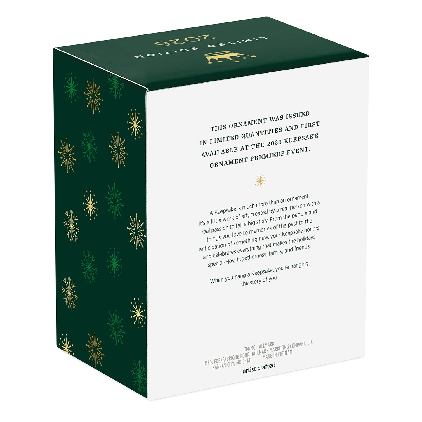 Disney Sleeping Beauty Maleficent in Dragon Form — 2026 Hallmark Keepsake Christmas Ornament packaging box with decorative snowflakes.