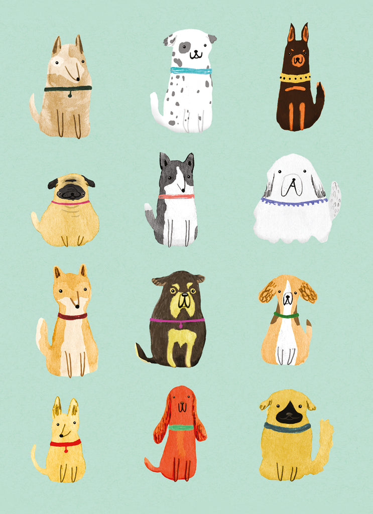 Cute Illustrated Pattern Dogs