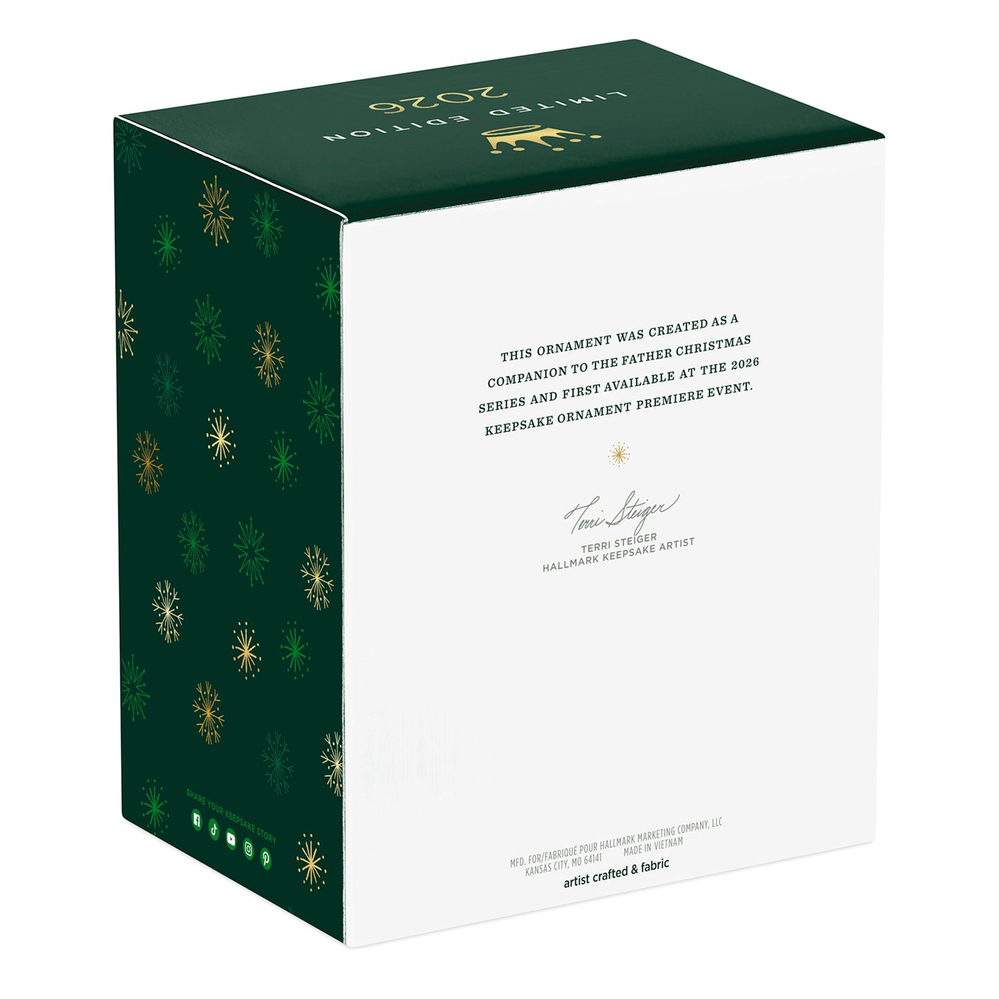 Father Christmas's Reindeer — 2026 Hallmark Keepsake Christmas Ornament packaging box with festive snowflake design and gold accents.