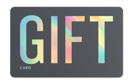 Gift card with colorful 'GIFT' text on a dark background