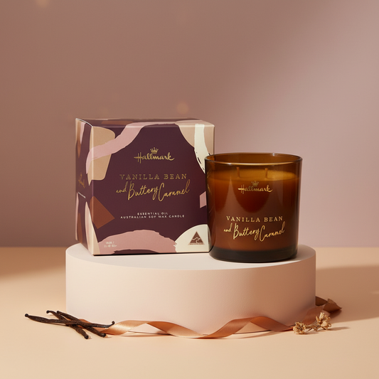 Hallmark Essential Oil Australian Soy Wax Candle - Vanilla Bean & Buttery Caramel