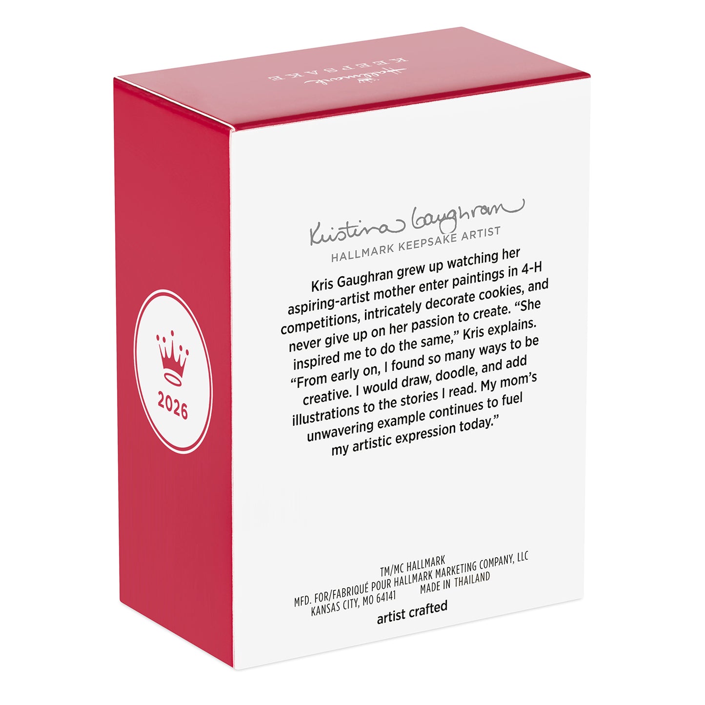 Disney Minnie Mouse Best Friends Forever — 2026 Hallmark Keepsake Christmas Ornament packaging box, featuring artist details and logo.