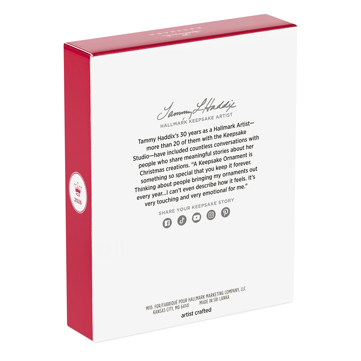 My Very First Christmas 2026 Photo Frame — 2026 Hallmark Keepsake Christmas Ornament, back view showing artist bio and details.