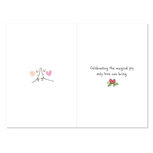 Greeting card with a heart design and text on a white background