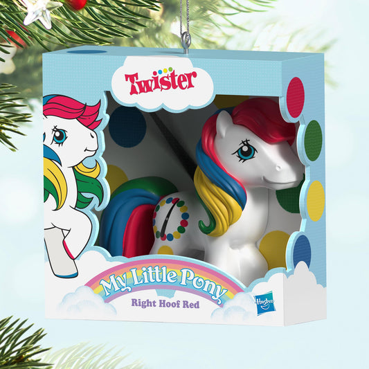 My Little Pony®, Retro Twister® "Right Hoof Red" — 2025 Hallmark Keepsake Christmas Ornament in decorative packaging with vibrant colours.