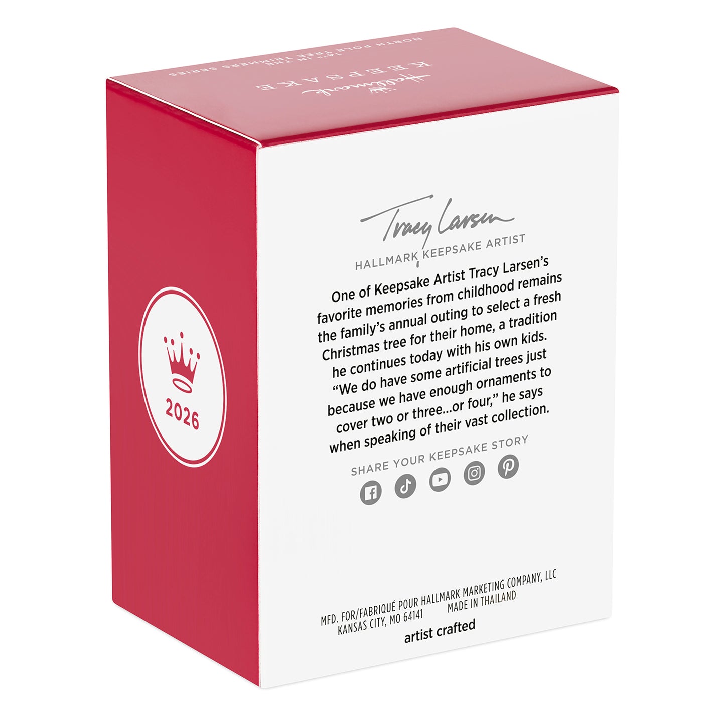 North Pole Tree Trimmers, 14th in the Series — 2026 Hallmark Keepsake Christmas Ornament, red packaging with artist details and year.