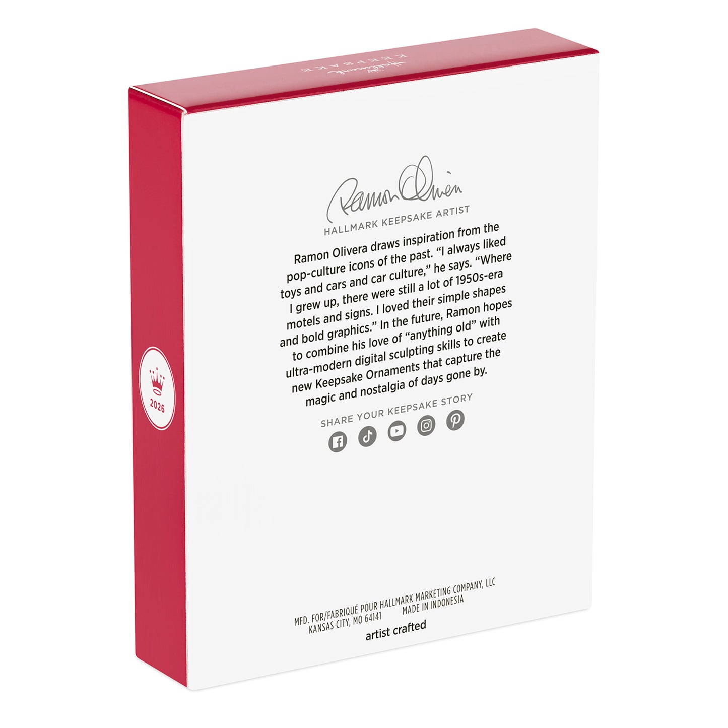 Sweet Grandkids 2026 Photo Frame — 2026 Hallmark Keepsake Christmas Ornament, rear view showing artist details and packaging design.