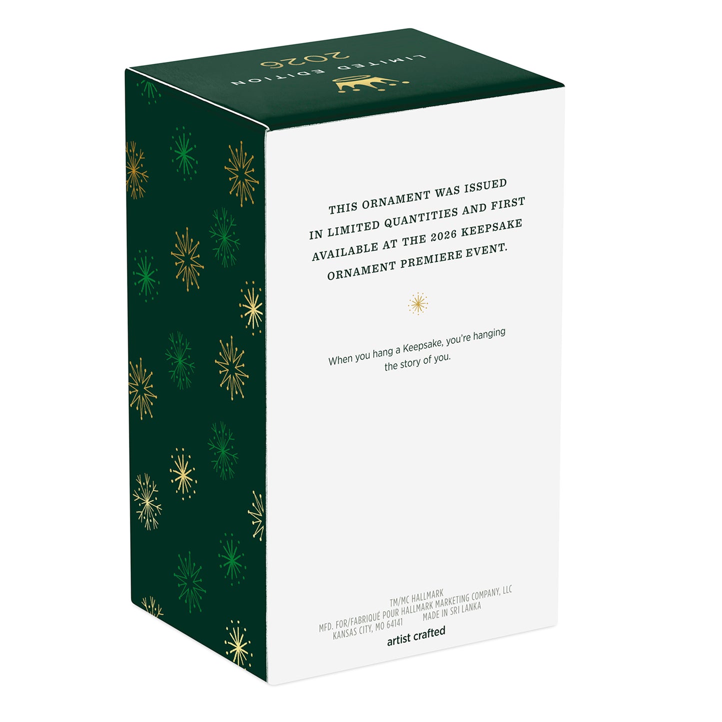 Rogue One: A Star Wars Story 10th Anniversary Jyn Erso — 2026 Hallmark Keepsake Christmas Ornament packaging design in festive green with gold details.
