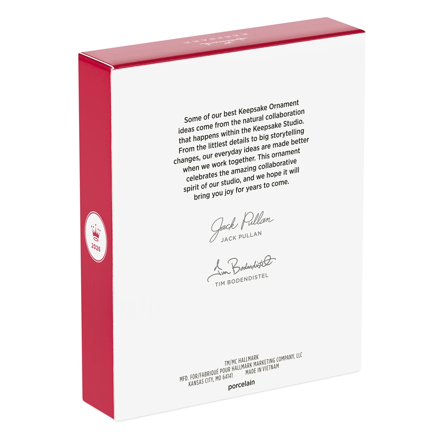 The Golden Girls Can I Ask a Dumb Question?, porcelain — 2026 Hallmark Keepsake Christmas Ornament packaging, back view.