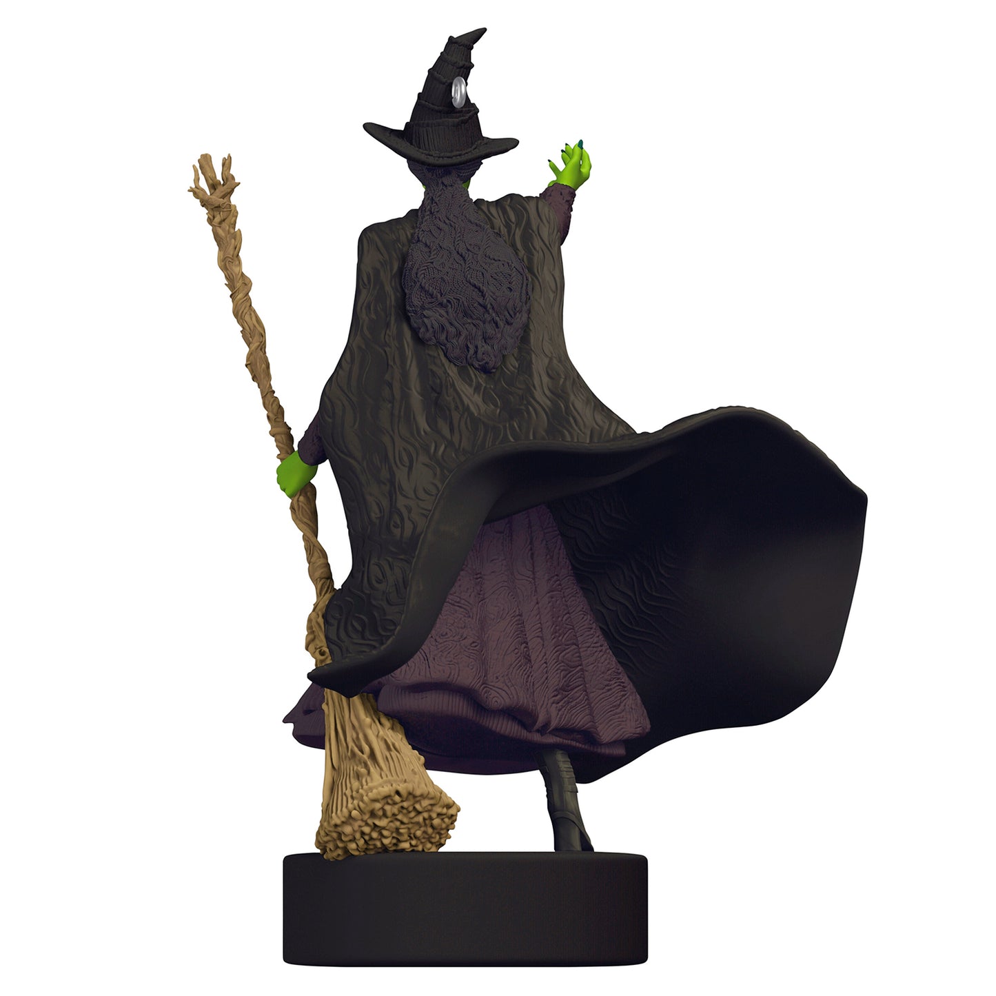 Wicked Defying Gravity With Sound — 2026 Hallmark Keepsake Christmas Ornament, featuring the Wicked Witch in a flowing cloak and hat, back view.