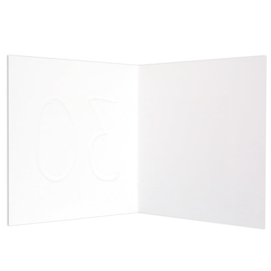 Colourful Polka Dot Contemporary 30th Birthday Card, blank inside with embossed '30' detail, open view.