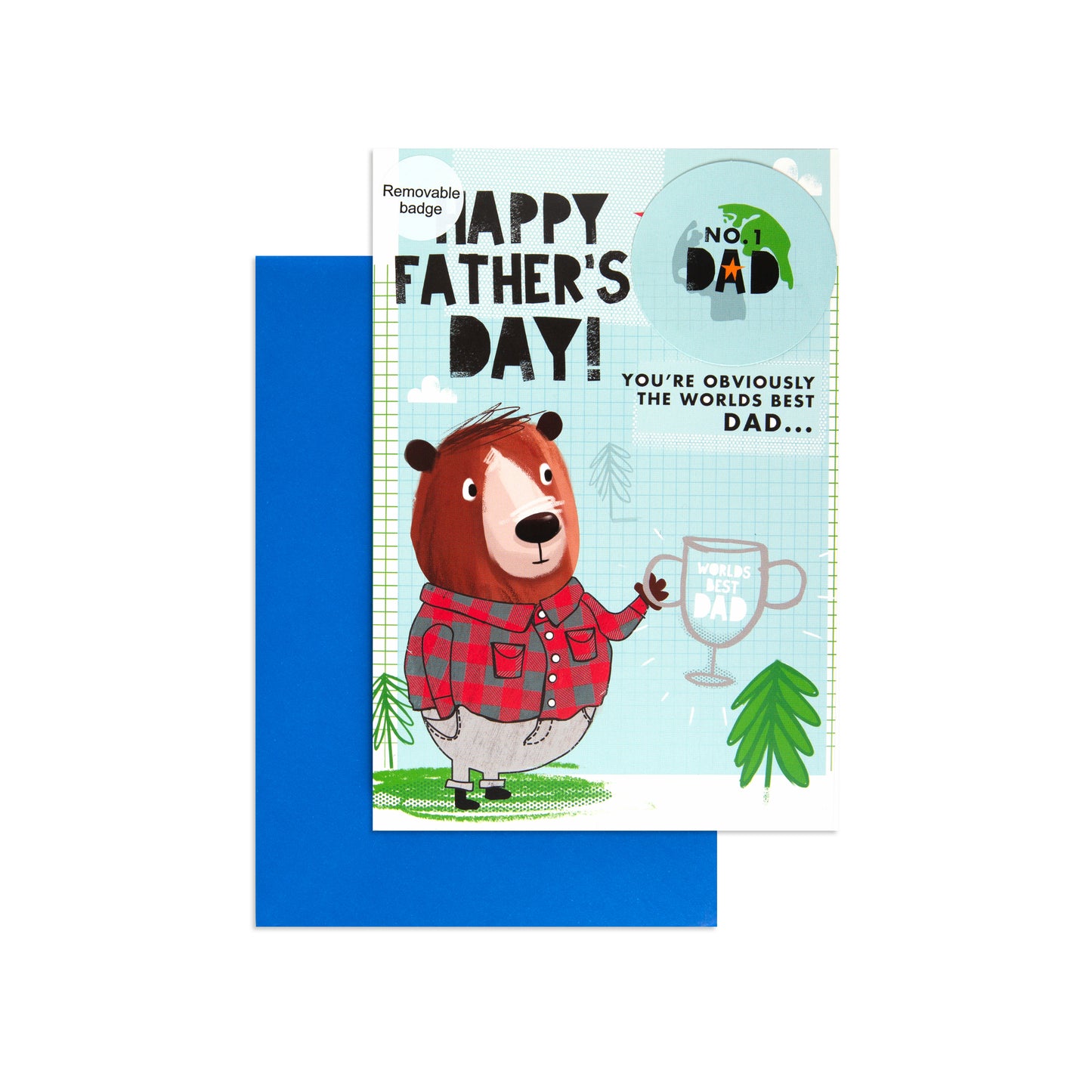 Hallmark Father's Day Card - "Obviously The Worlds Best Dad" with Detachable Badge