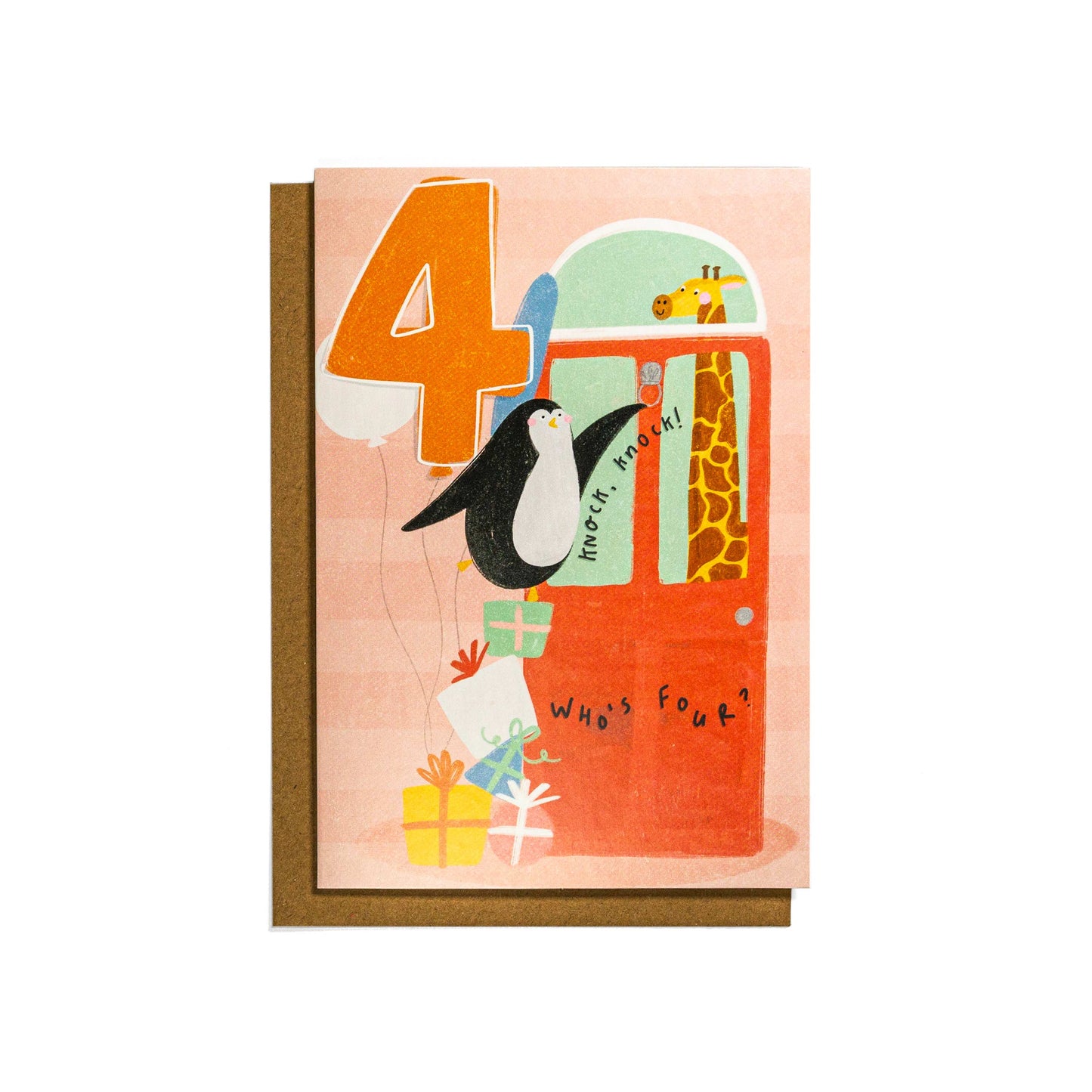 Sweet Illustrated Animals 4th Birthday Card