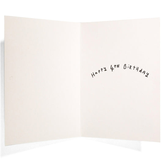 Sweet Illustrated Animals 4th Birthday Card