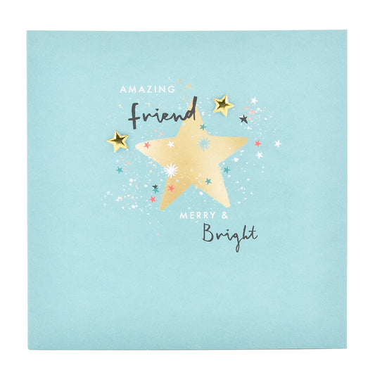 Hallmark Christmas Card  For Friend - Merry & Bright