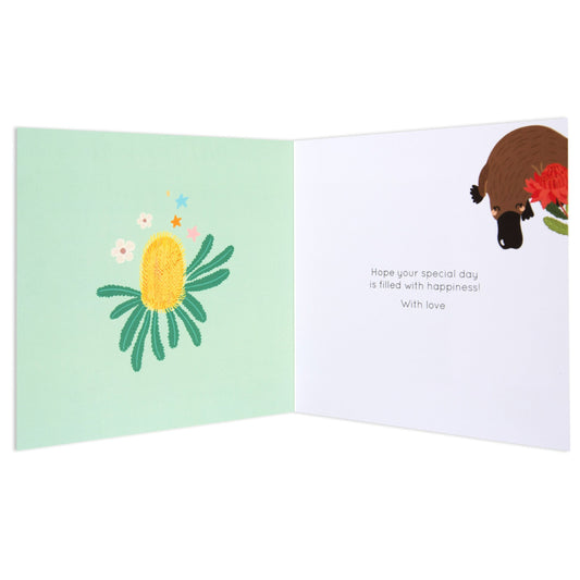 Australian Spirit Bush Buddies Birthday Card - Platypus