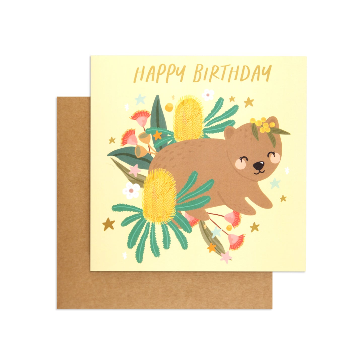Australian Spirit Bush Buddies Birthday Card - Wombat