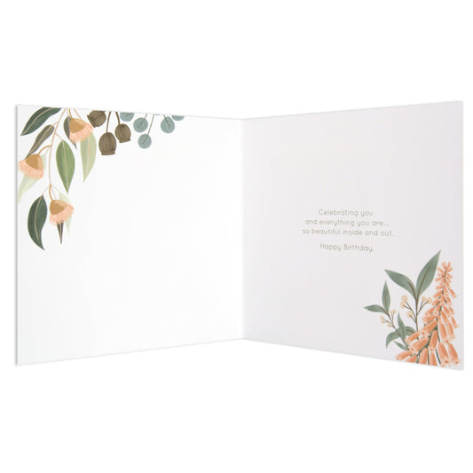 Australian Spirit Among The Gum Trees Birthday Card - Amazing White Flora