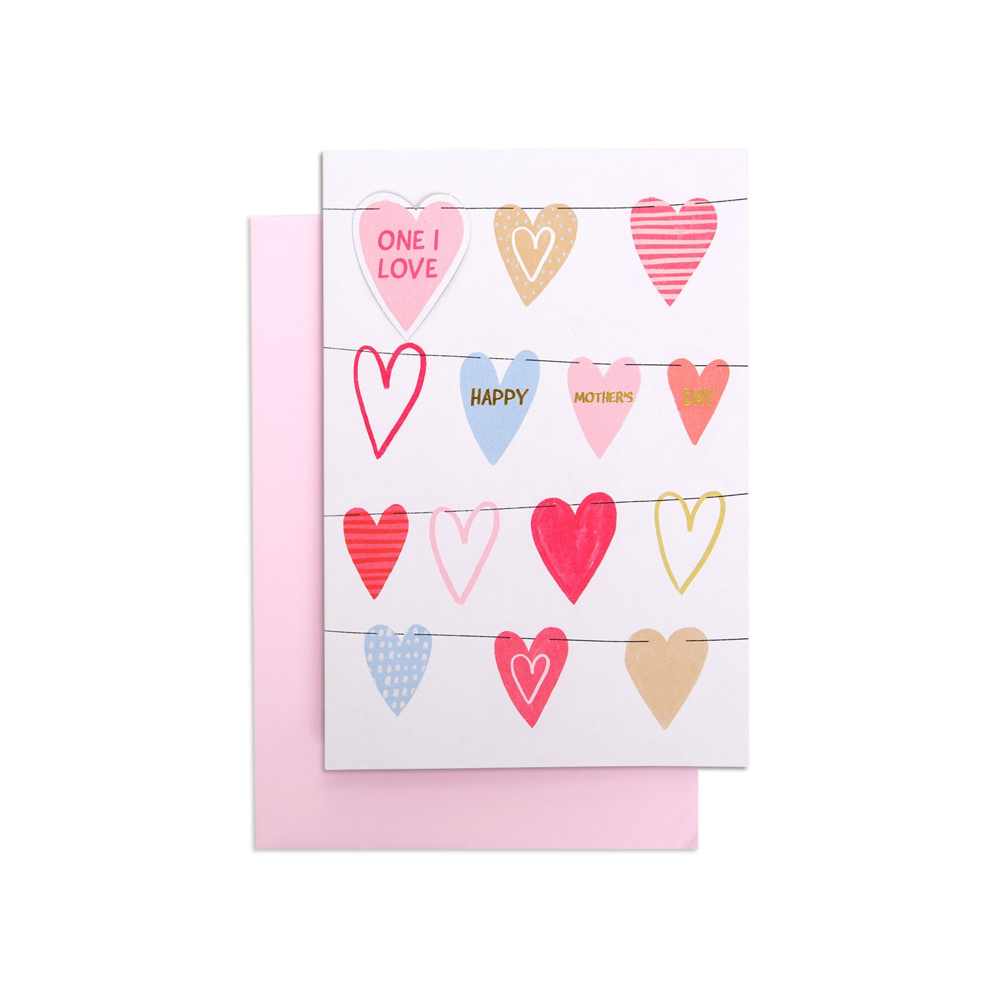 Mother's Day Card For The One I Love - Hanging Hearts