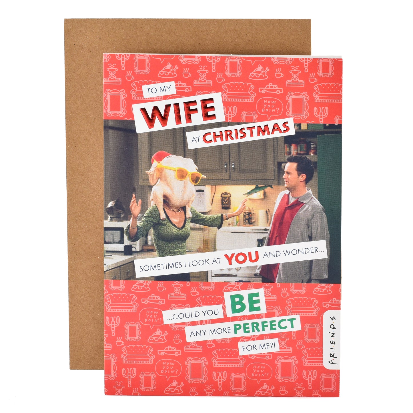 Hallmark Christmas Card For Wife - Friends Monica and Chandler