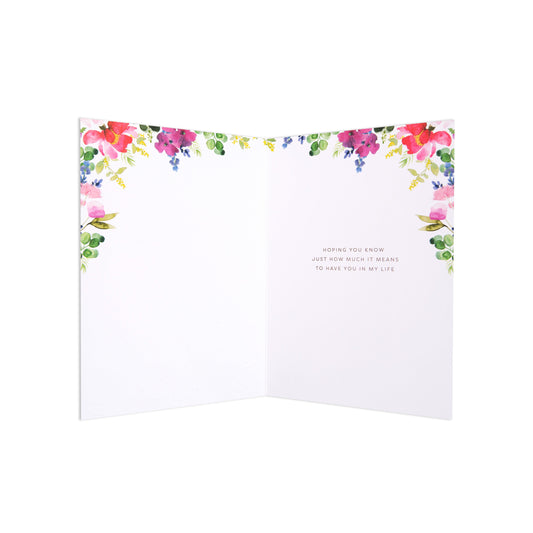 Mother's Day Card - I'd Pick You featuring colourful floral illustrations inside with heartfelt message, Hallmark Australia.