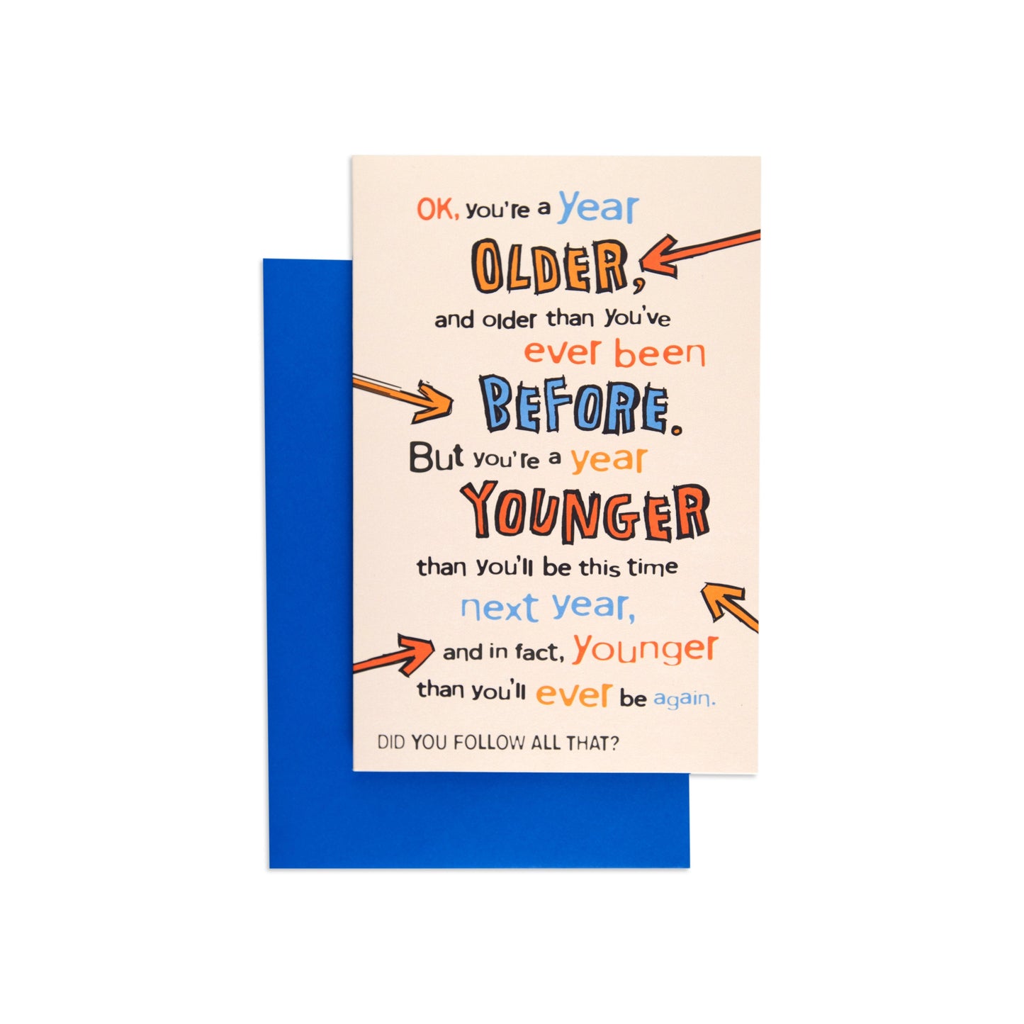 One Year Older Colourful Funny Riddle Birthday Card