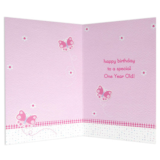 Bright Pretty Pink 1st Birthday Card