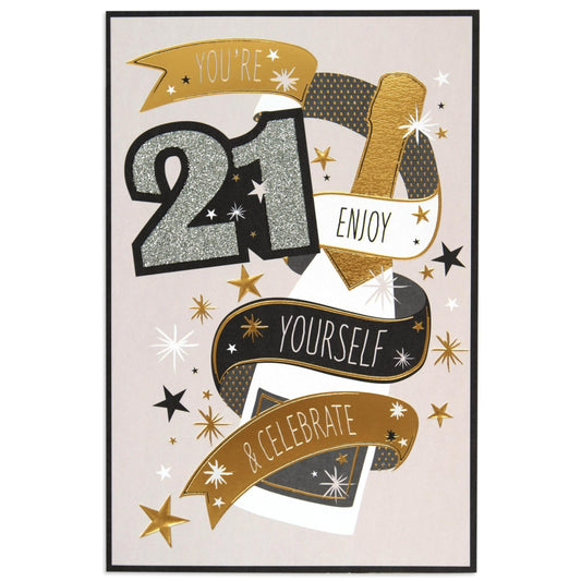 Pop The Bubbly Stylish 21st Birthday Card